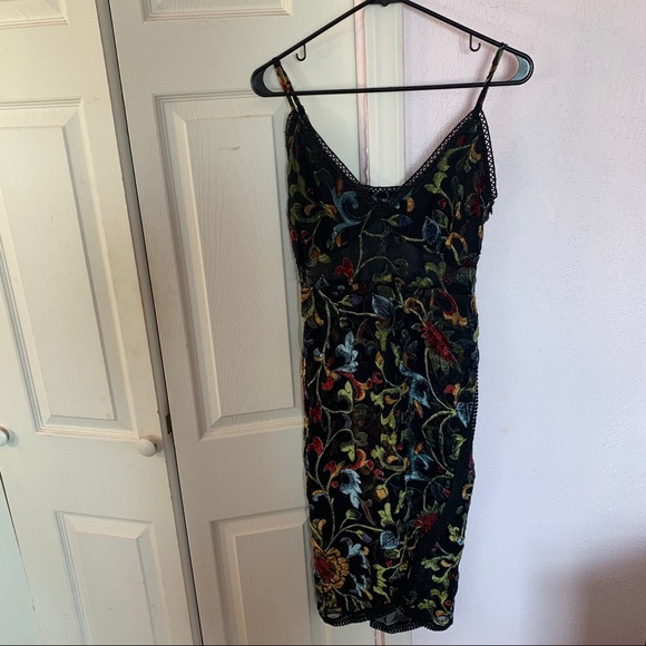 SOLD Nasty Gal Velvet Floral Dress - Picture 2 of 5